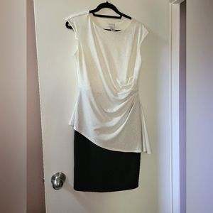 Enfocus Studio short sleeve shimmer sparkle mid dress with black skirt size 12.